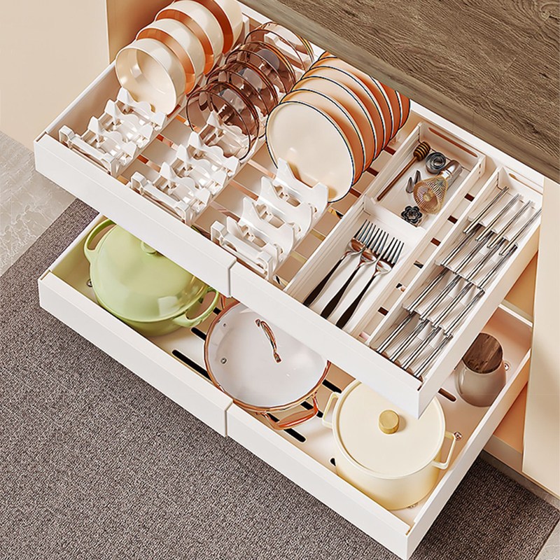 votgl 길이조절 슬라이딩 서랍형 주방 싱크대 하부 수납선반 양념통 정리대, 흰색 20,900원