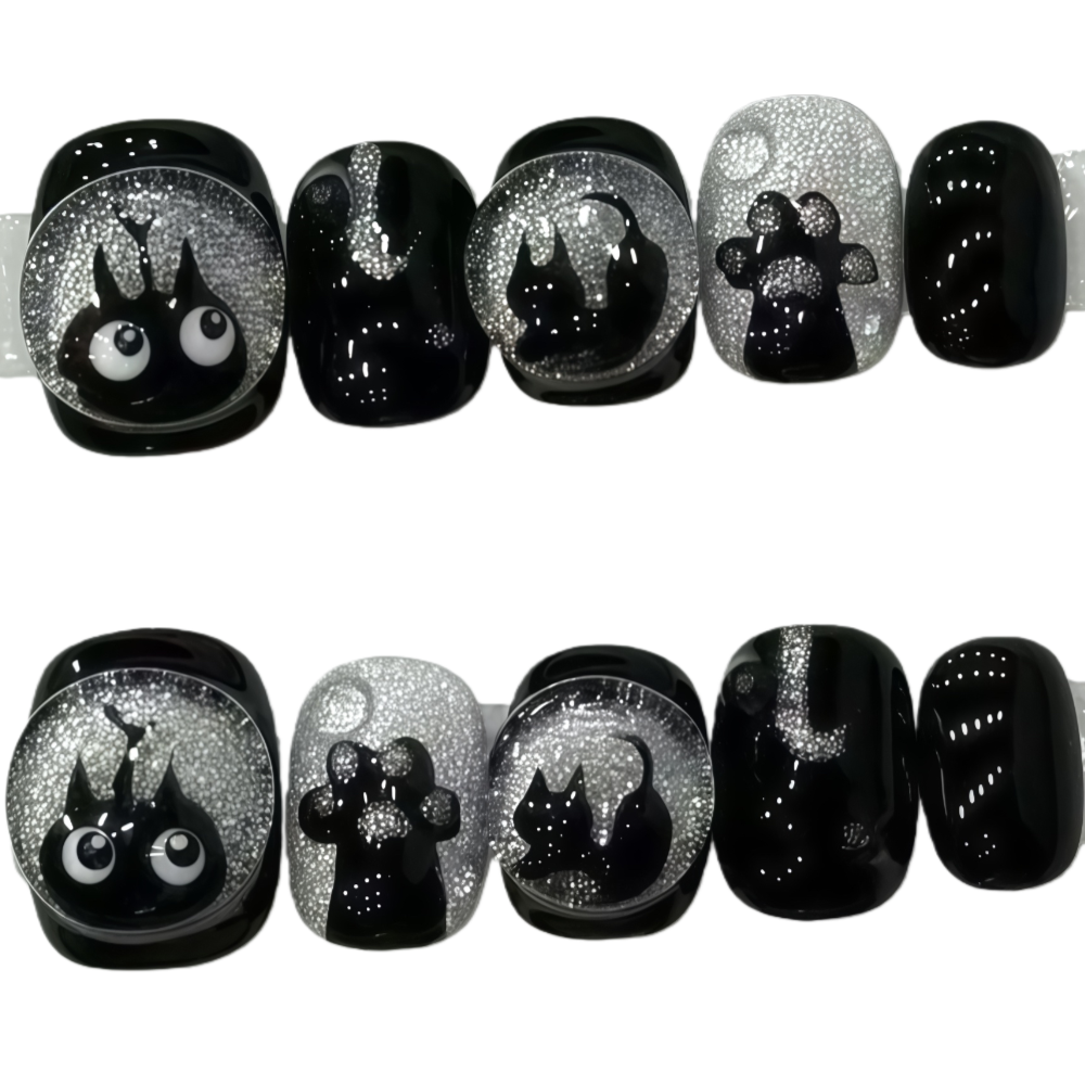 ins 검은 고양이 수제 네일팁 NT0155, 1개, L 19,850원