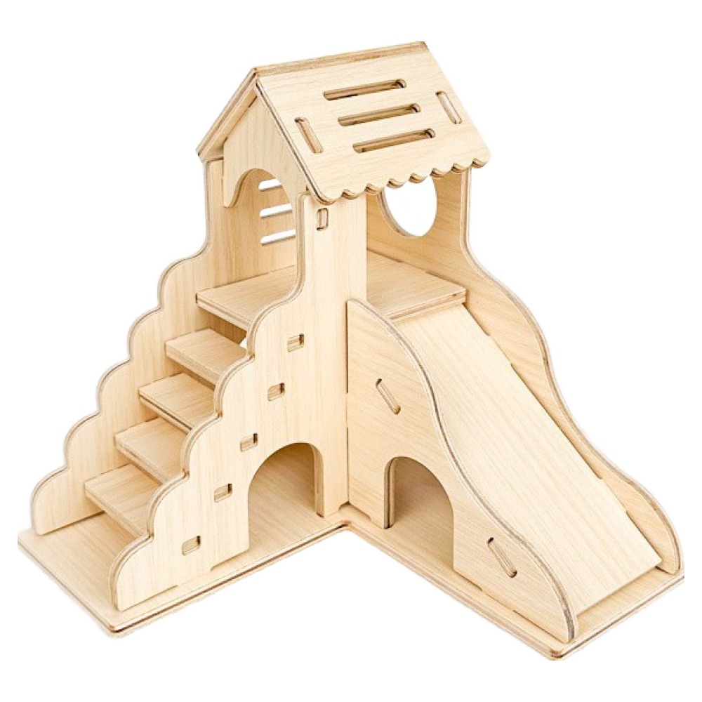 랜보어 햄스터 둥근곡선 이층 우드하우스 7,800원