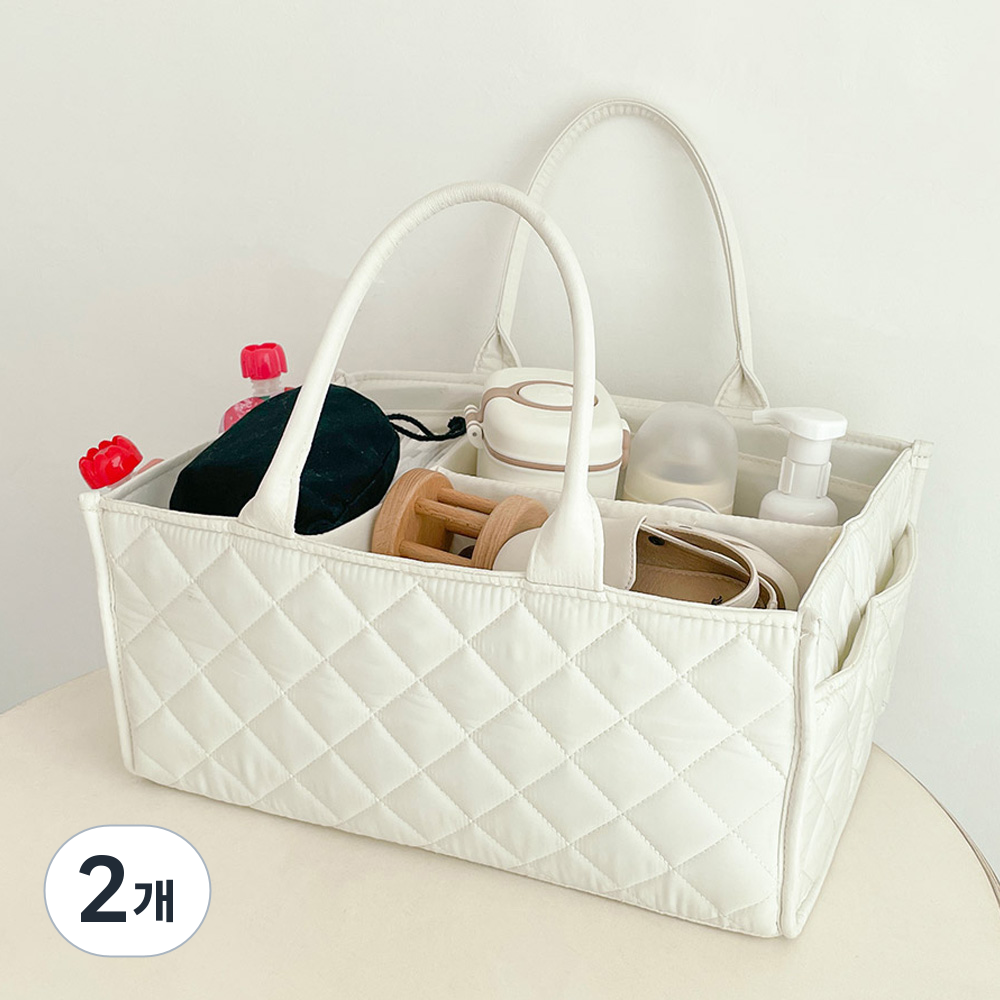 베베코지 퀼팅 기저귀 보관함 정리함 수납함 바구니, 2개, 아이보리 50,000원