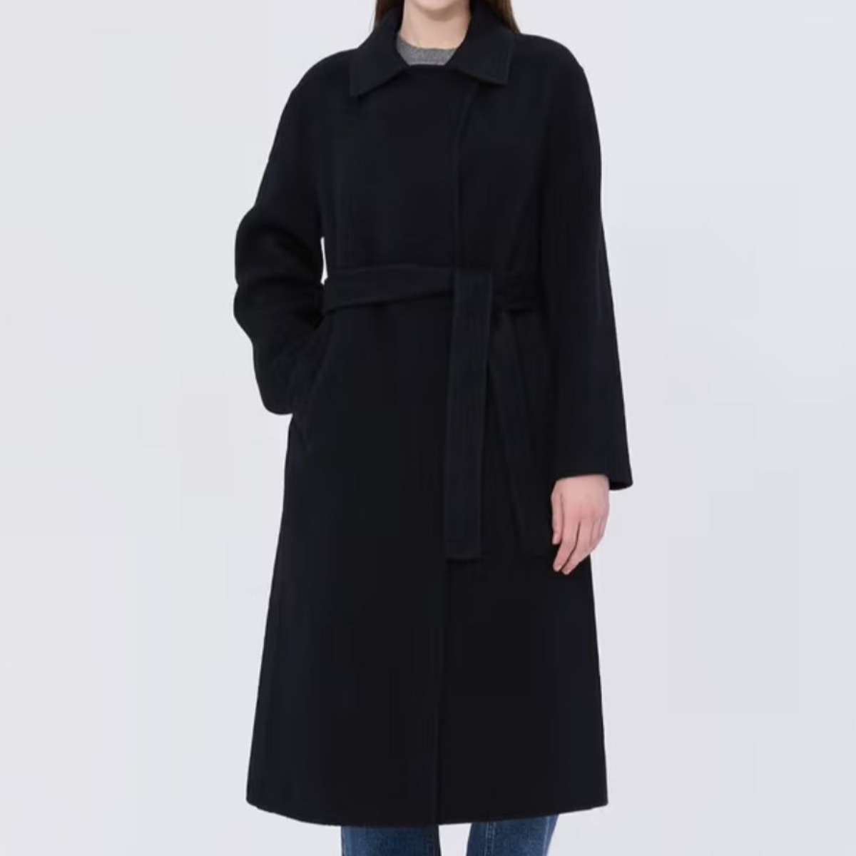 헤지스>> 네이비 스트랩 여성 롱코트 (WSCO4D004N2) 모100% 350,000원