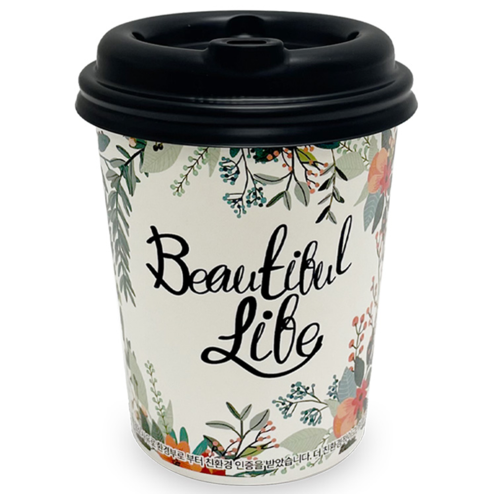투고팩 플라워 종이컵 330ml + 블랙 타공 뚜껑 세트, 50개입, 2개 15,600원