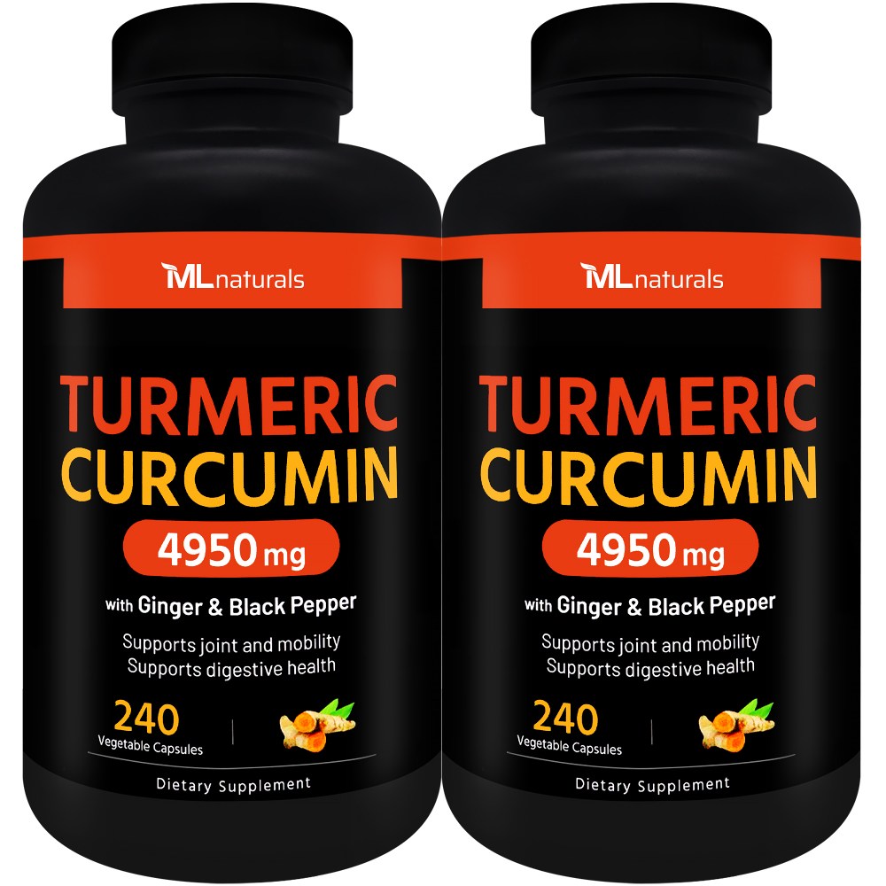 [미국빠른직구] 신제품 마이라이프 내추럴스 유기농 강황 커큐민 4950mg (진저+블랙페퍼), 2개, 240정 58,700원