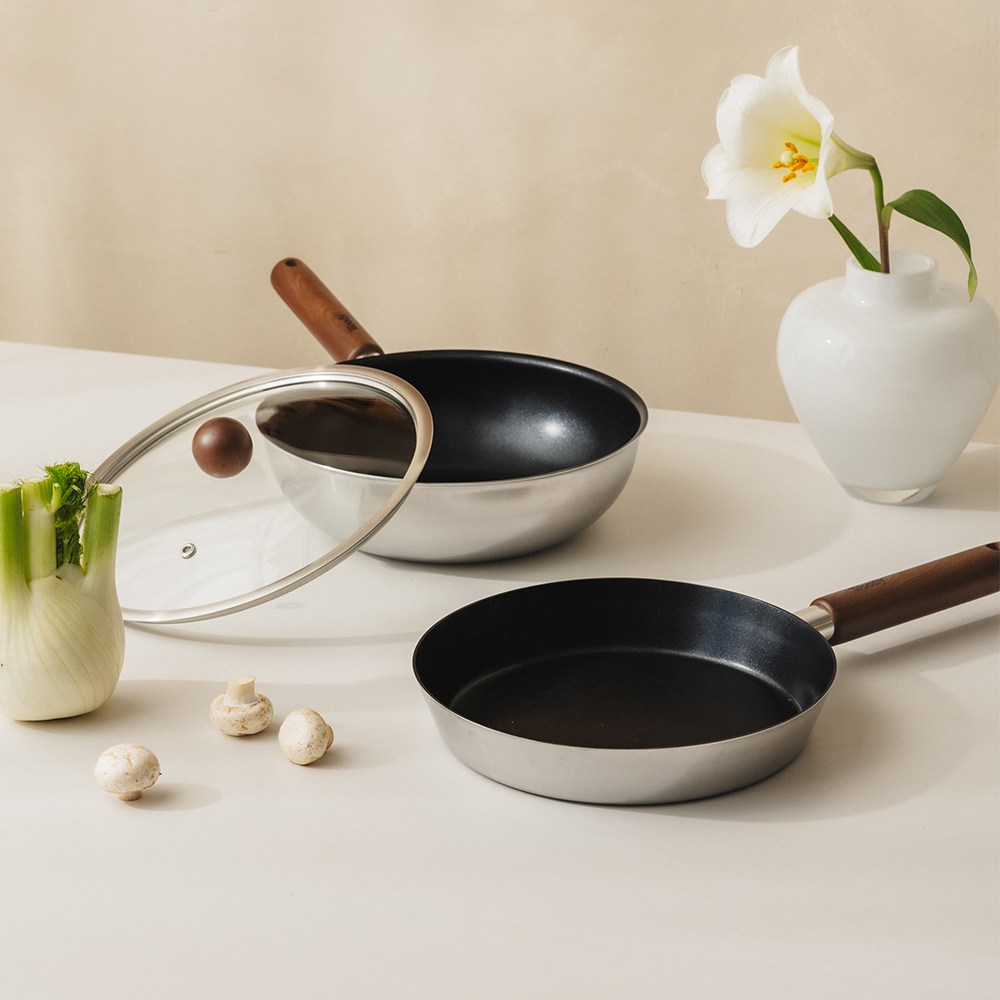 제이비홈 Woody 우디 IH 스텐팬 2종 세트 (24팬+24웍,뚜껑), 단품 99,900원