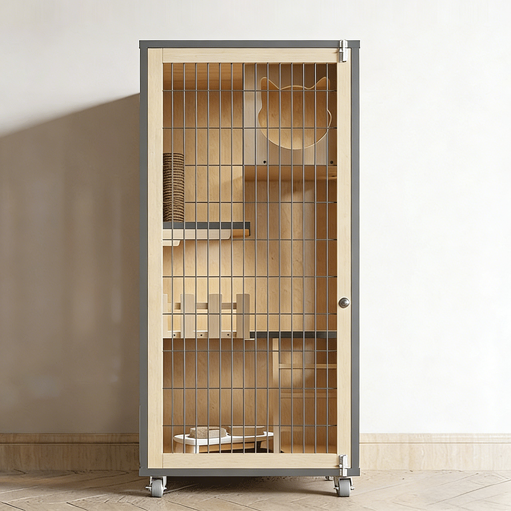 라바체 올인원 고양이호텔 캣타워 캣폴 고양이 미니 원목 놀이터 캣타워diy 빌라 타워 가구, 월넛 120*120*60, 1세트 368,100원