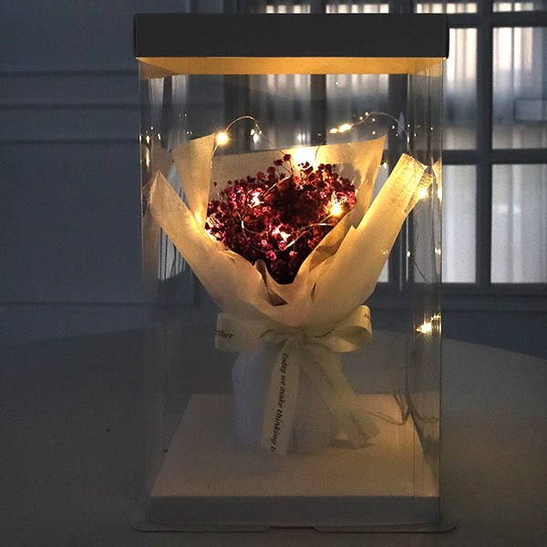 이벤트용 위드유 안개 생화 프리저브드 조명꽃다발 투명선물박스 5Color 29,800원