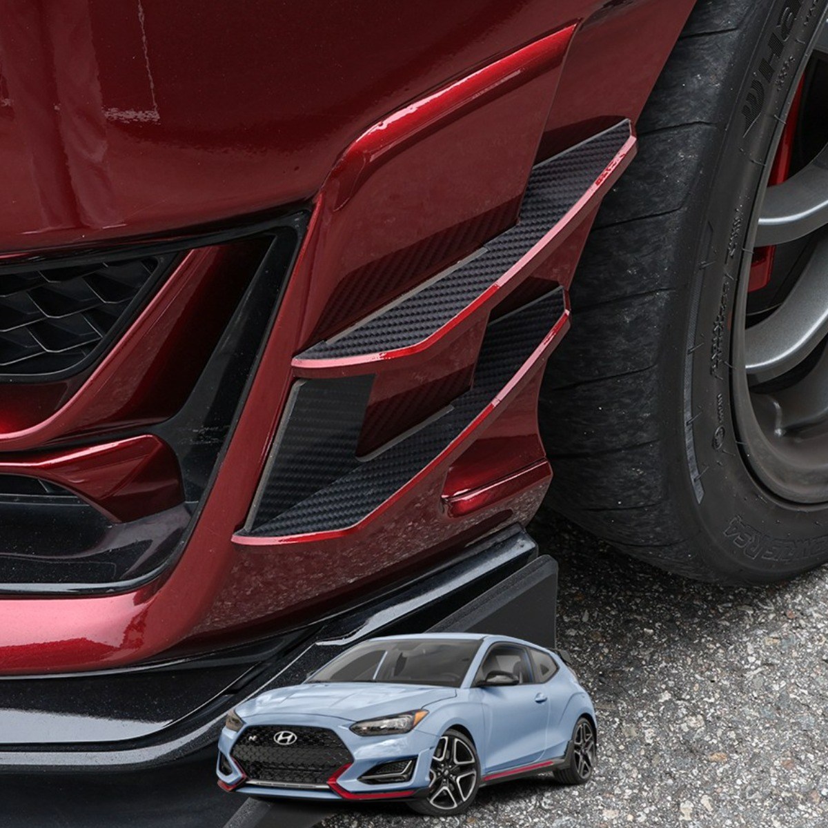 콘보이 현대 벨로스터N 범퍼 카나드윙 몰딩 에어로파츠 바디킷 튜닝용품, 무광블랙(엣지선택X), 벨로스터N 62,000원