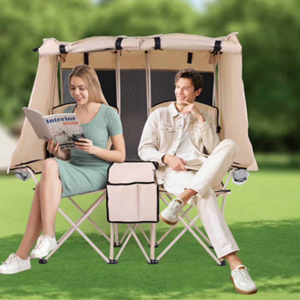 소단 휴대용 그늘막 캠핑 낚시 차박 타프 접이식 의자, 1개, 베이지2인 159,900원