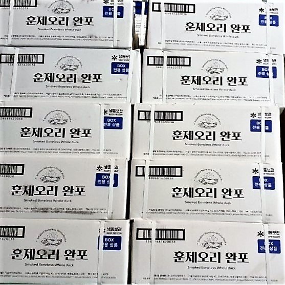 훈제통오리 총9kg박스 7~1000g 9~11팩 완포 뼈없는통오리 업소 영업 도매용 중국산 95,500원