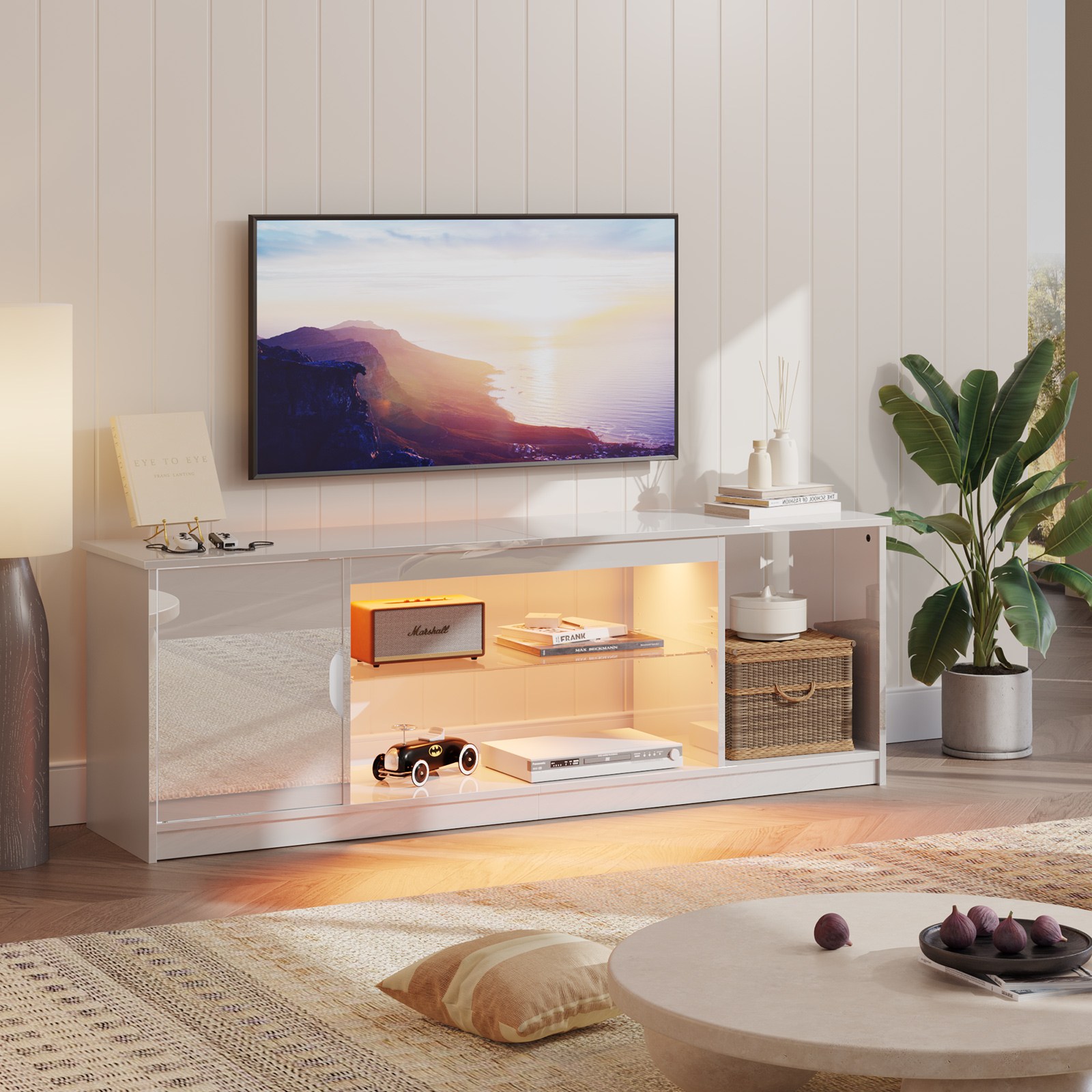 Bestier 티비다이 PS5용 TV 수납 받침대 RGB 라이트, 광택 화이트 131,900원