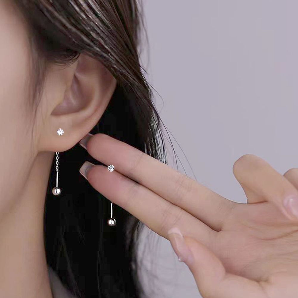 젤루나 여성용 써지컬 원큐빅 라운드 체인 드롭 볼 샤인 세련된 귀걸이 3mm P-919-1 2p 7,190원