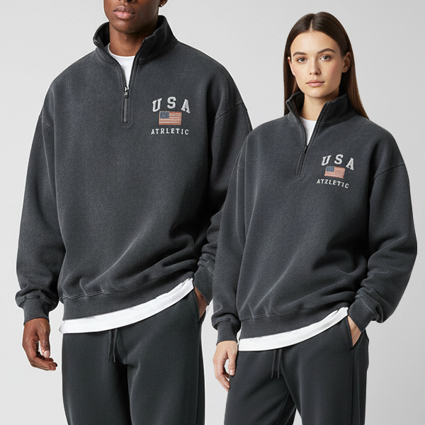 리얼슬로우 남녀공용 U.S.A 피그먼트 오버핏 하프집업 42,800원