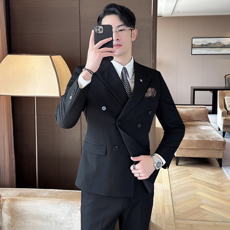 Enyofe 남성용 겨울더블 정장세트 재킷+조끼+바지 쓰리피스 남성용 투버튼 캐주얼 쓰리피스 남자수트 128,030원