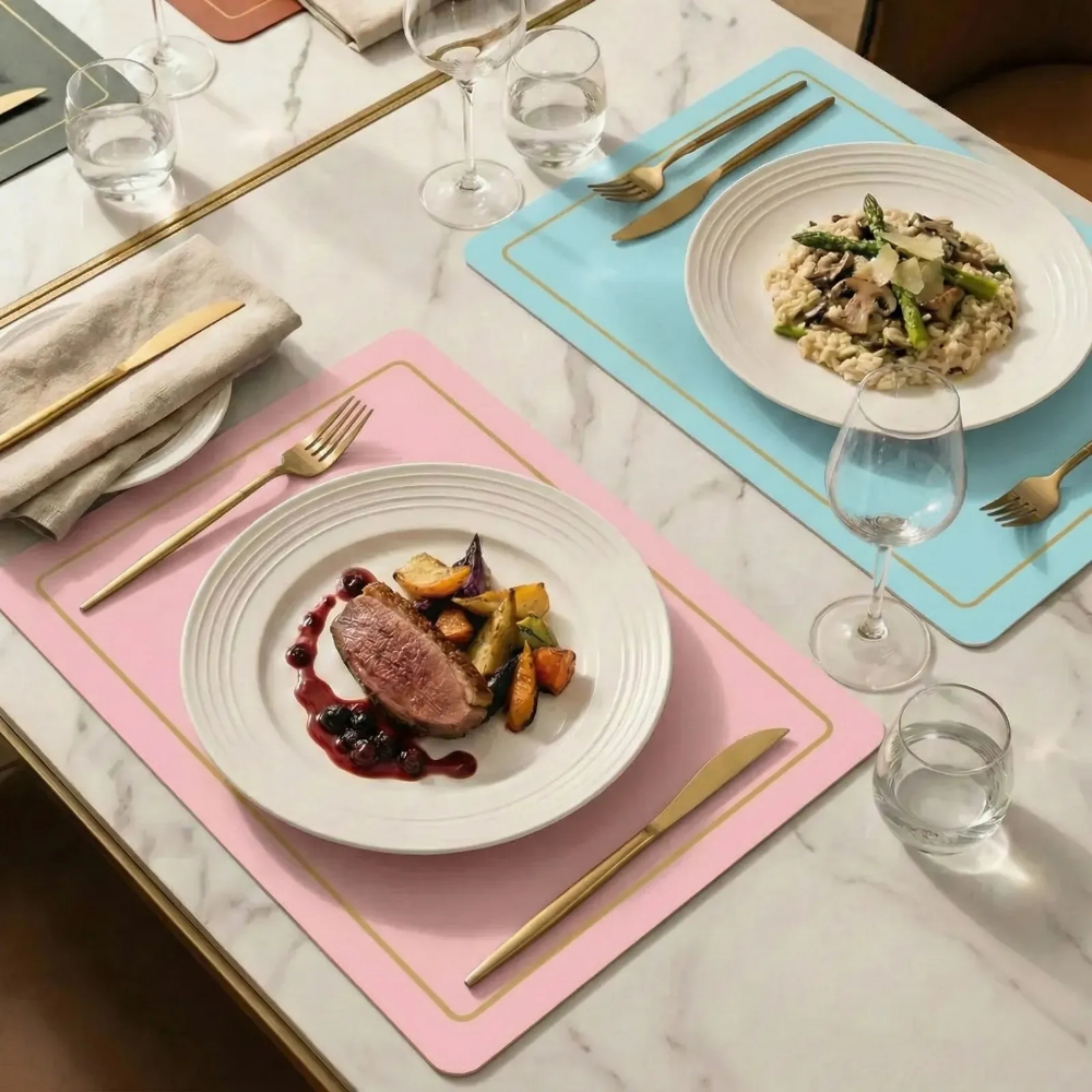 루나리브 양면 식탁 테이블 매트, 2개, 435 x 300 mm, 핑크/민트 10,300원