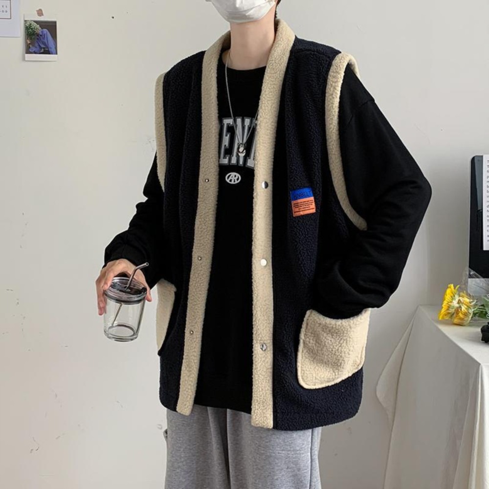 MOSAIRATION 남성 패치웨크 털이 보송보송한 모양 봄가을 빅사이즈 오버핏 가디건 베스트 H16 21,560원