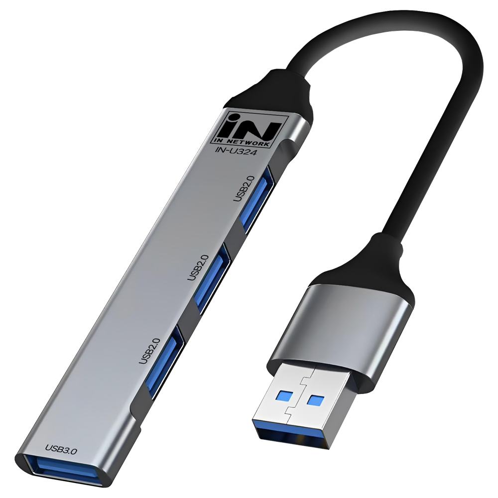인네트워크 USB3.0 1포트 USB2.0 3포트 알루미늄 초슬림 USB 4포트 확장 허브 IN-U324 4,300원