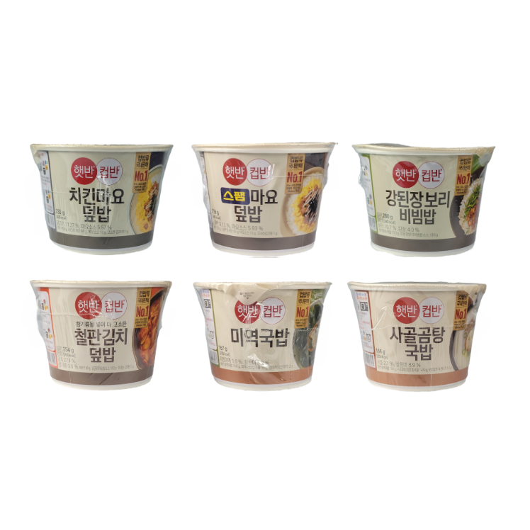 CJ 햇반컵반 6종 (치킨마요 + 스팸마요 + 강된장 + 볶은김치 + 미역국밥 + 사골곰탕), 4세트, 166g 71,900원
