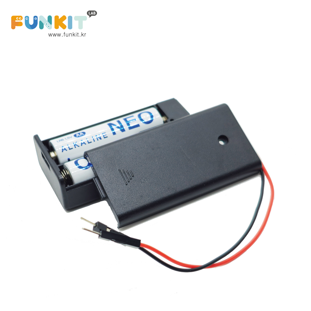 AA건전지 2구 뚜껑형 스위치 케이스 점퍼선 타입, 1개 1,300원
