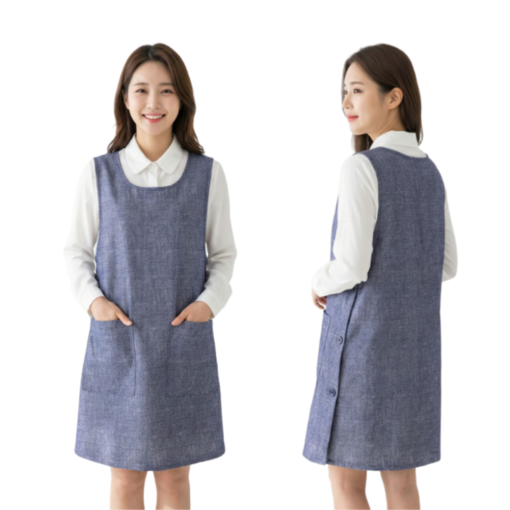 쿡셰프 데님 블루 원피스 앞치마, 1개 12,000원