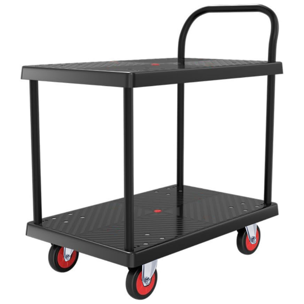 플랫폼 핸드카트  2단 캐리 카트   이동식 업소용  시장  병원   녹방지 이중코팅  저소음  Black 152,000원