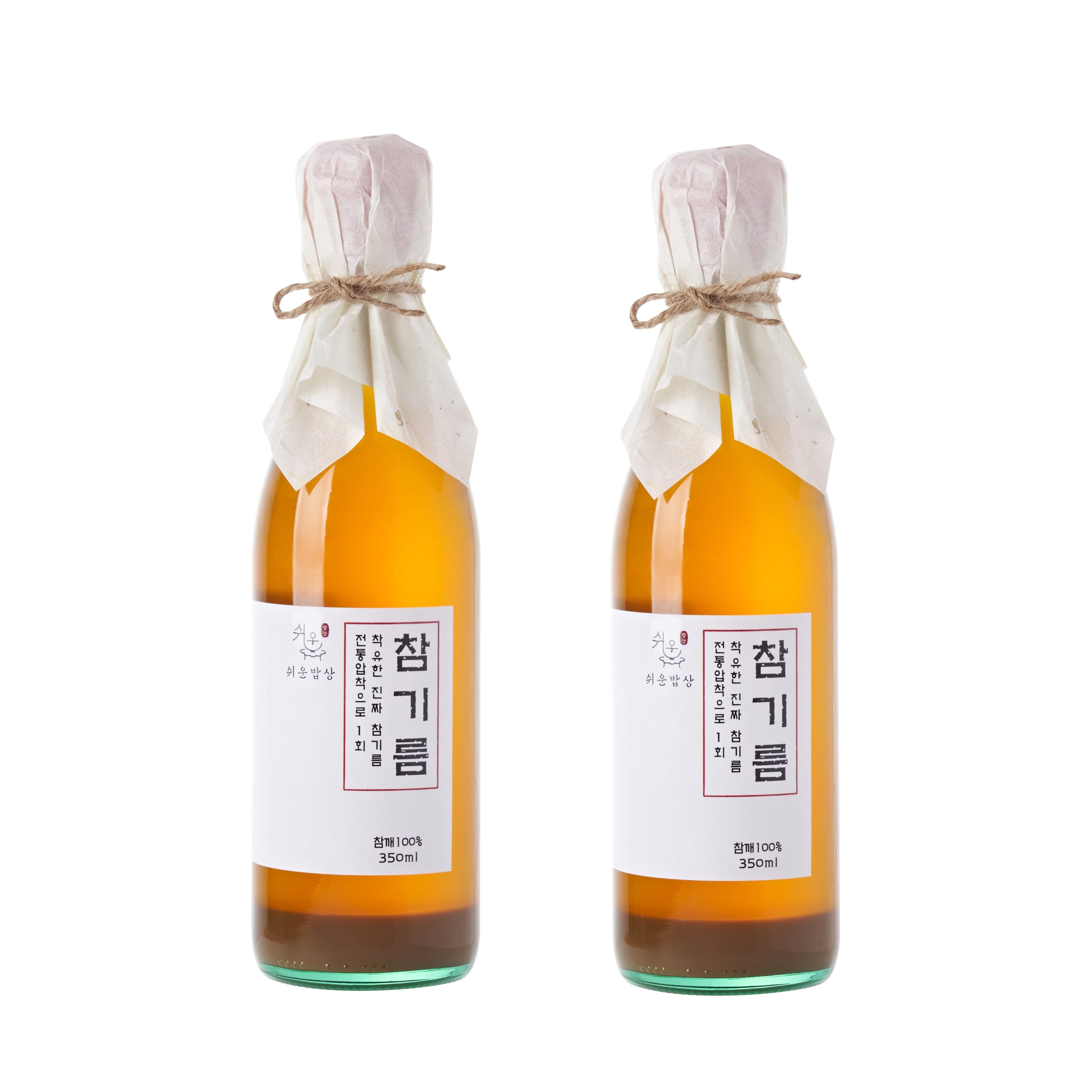 쉬운밥상 고소한 통참깨 100% 참기름, 350ml, 2개 23,940원