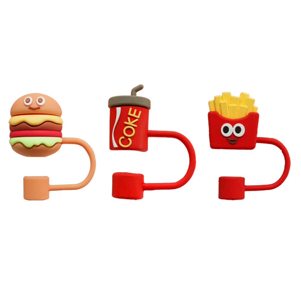 리브리카 다회용 실리콘 빨대 마개 홀더 햄버거 3종 세트, 3개, 1세트 3,150원
