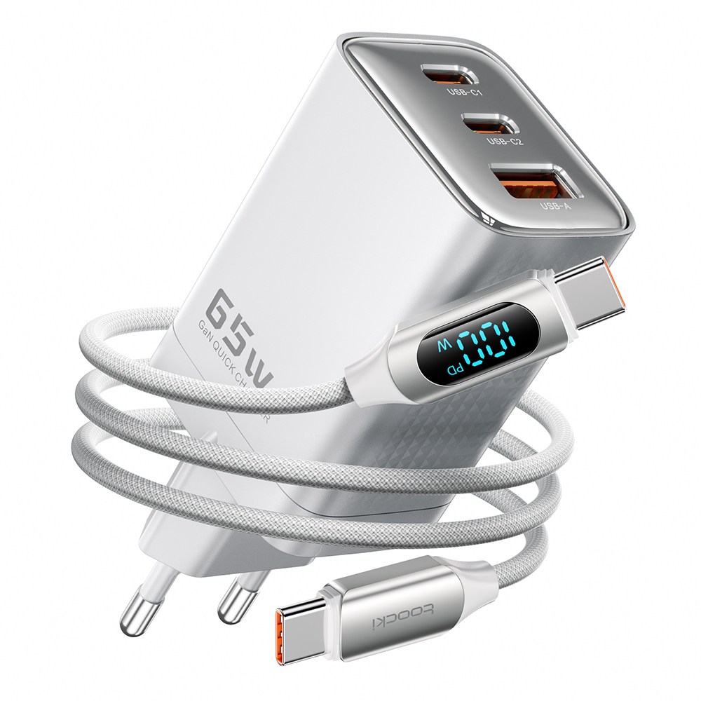 Toocki GaN PPS PD 65W 2C1A 3포트 초고속 멀티충전기, 1개, 화이트+케이블 41,900원