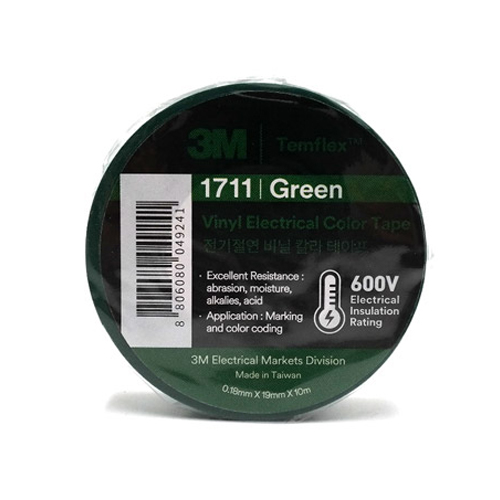 3M Temflex 1711 전기절연 비닐 칼라 테이프 19mm x 10M 녹색 780원