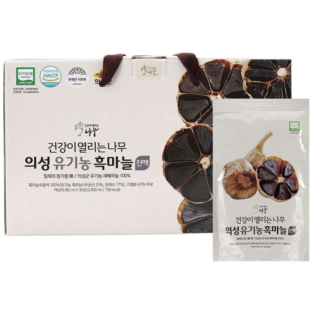 건강이열리는나무 의성 100% 유기농 60일 자연숙성 흑마늘진액 (80ml*30포 1상자), 1박스, 30포 56,000원