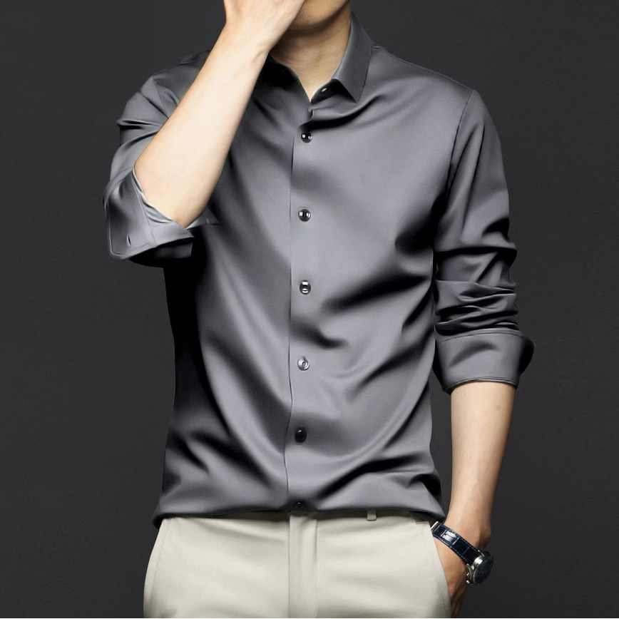 IEDUOS남성 고급 슬림 구김 방지 스판 정장 긴팔 셔츠 남자 빅 사이즈 실켓 링클프리 와이셔츠 28,600원