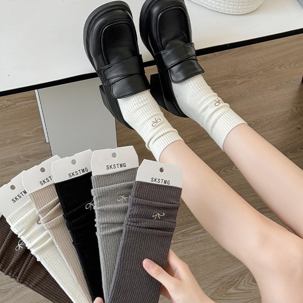 61sec no.247 리본자수 여성 골지 중목 양말세트 베이직 무지 데일리 포인트 삭스 코디룩 23,000원