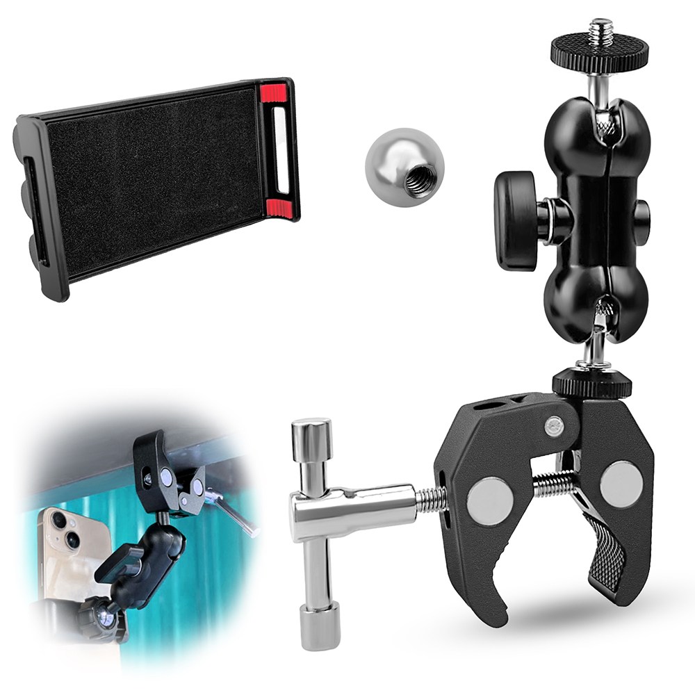 카메라 슈퍼 클램프, 360도 듀얼 볼 헤드가 있는 카메라 스탠드, 벨크로 암 마운팅 클립, 슈퍼 클램프가 있는 미니 벨크로 암, 삼각대 클램프, 카메라 스탠드, 휴대폰 스탠드, 1개 15,190원