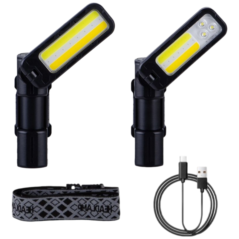 JG-S001 LED COB 충전식 손전등 후레쉬 랜턴 다기능 작업등 1+1, 1세트, 블랙 14,990원
