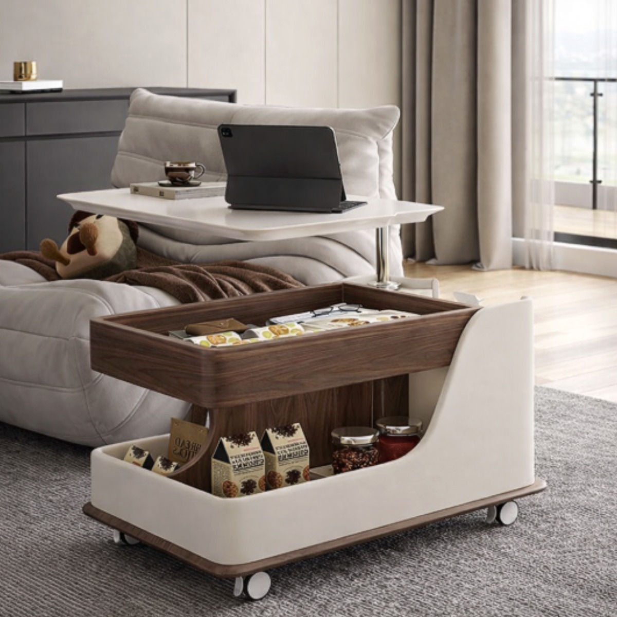 [레오] 리프트업 이동식 소파테이블 모션 거실 사이드 수납 감성, 블랙상판-블랙-블랙 239,000원