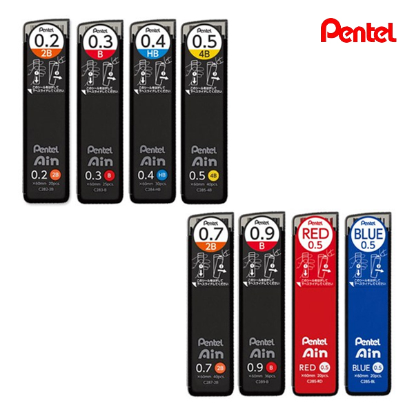 펜텔 뉴 아인 샤프심 블랙케이스 C28 0.2 0.3 0.4 0.5 0.7 0.9mm 2,100원