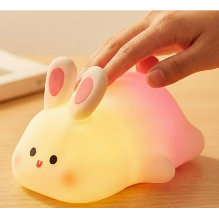 포근하루 톡톡래빗 LED 실리콘 무드등 KC인증 무선 7컬러 터치조명, 화이트 13,500원