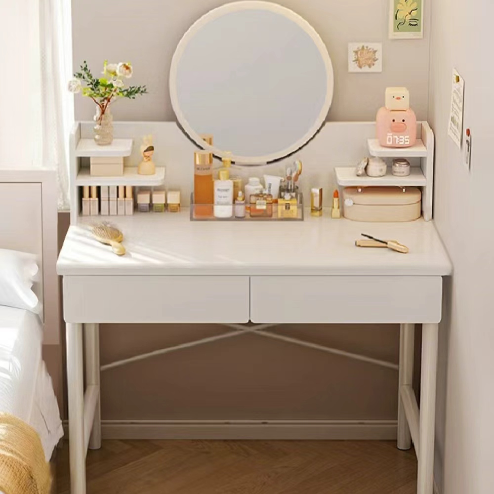 Sonipure 화장대 다용도 수납 +화장 거울 침실 스탠드 소형 화장대, 화이트 (LED 없음) 50,800원
