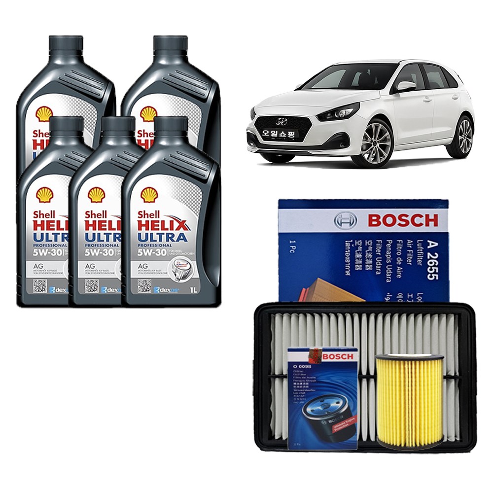 i30 PD 1.6 디젤 쉘 힐릭스 울트라 AG 5W30 5L 엔진오일 필터 세트 0098-2655 76,370원