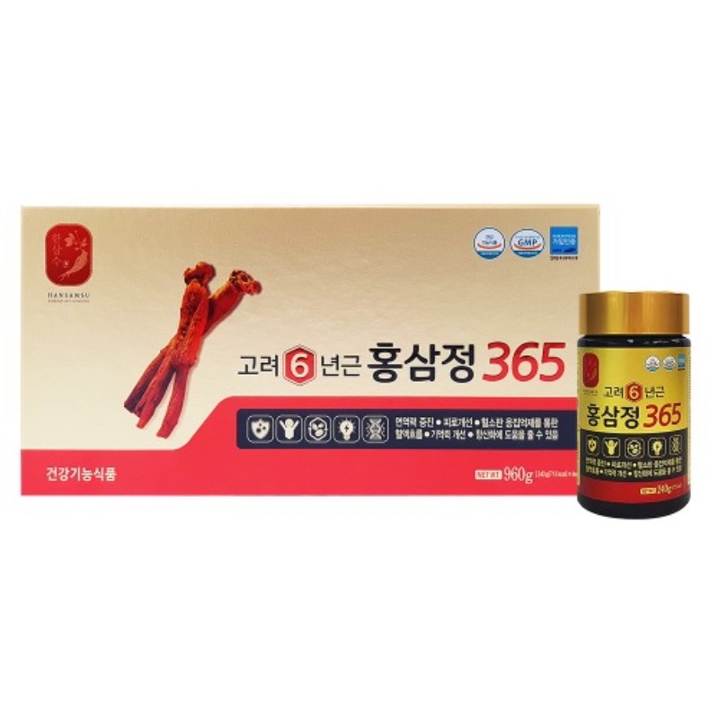 한삼수 - 고려6년근홍삼정365 240g x 4병, 960g, 1박스 47,500원