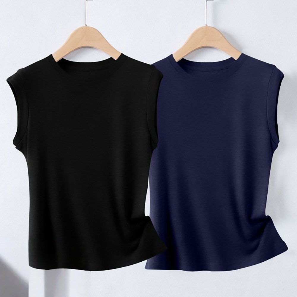 로르카  1+1 (2종세트) 여성 라운드넥 슬림핏 캡소매 베이직 반팔 티셔츠 U02031908, 현재가 13,200원