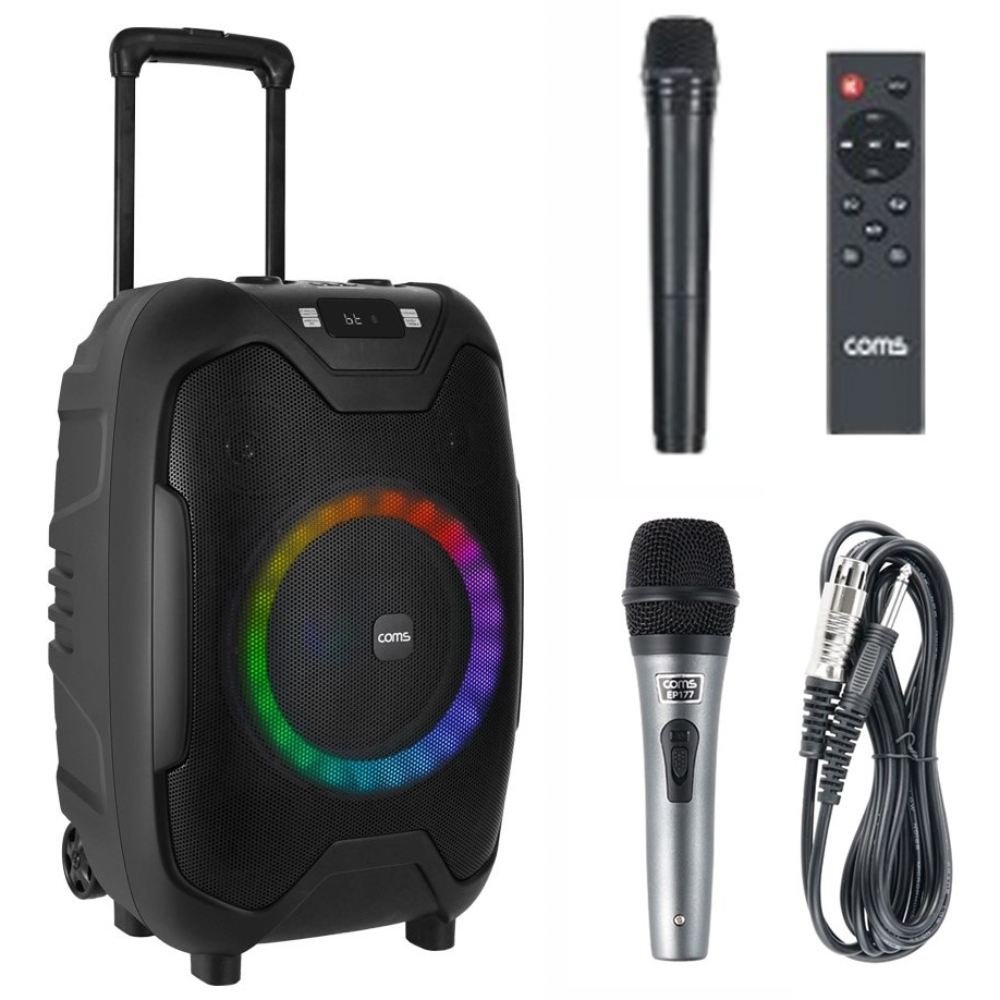 컴스 이동식 블루투스 무선 마이크 앰프 LED, +유선마이크 1개, 단일 색상 219,000원