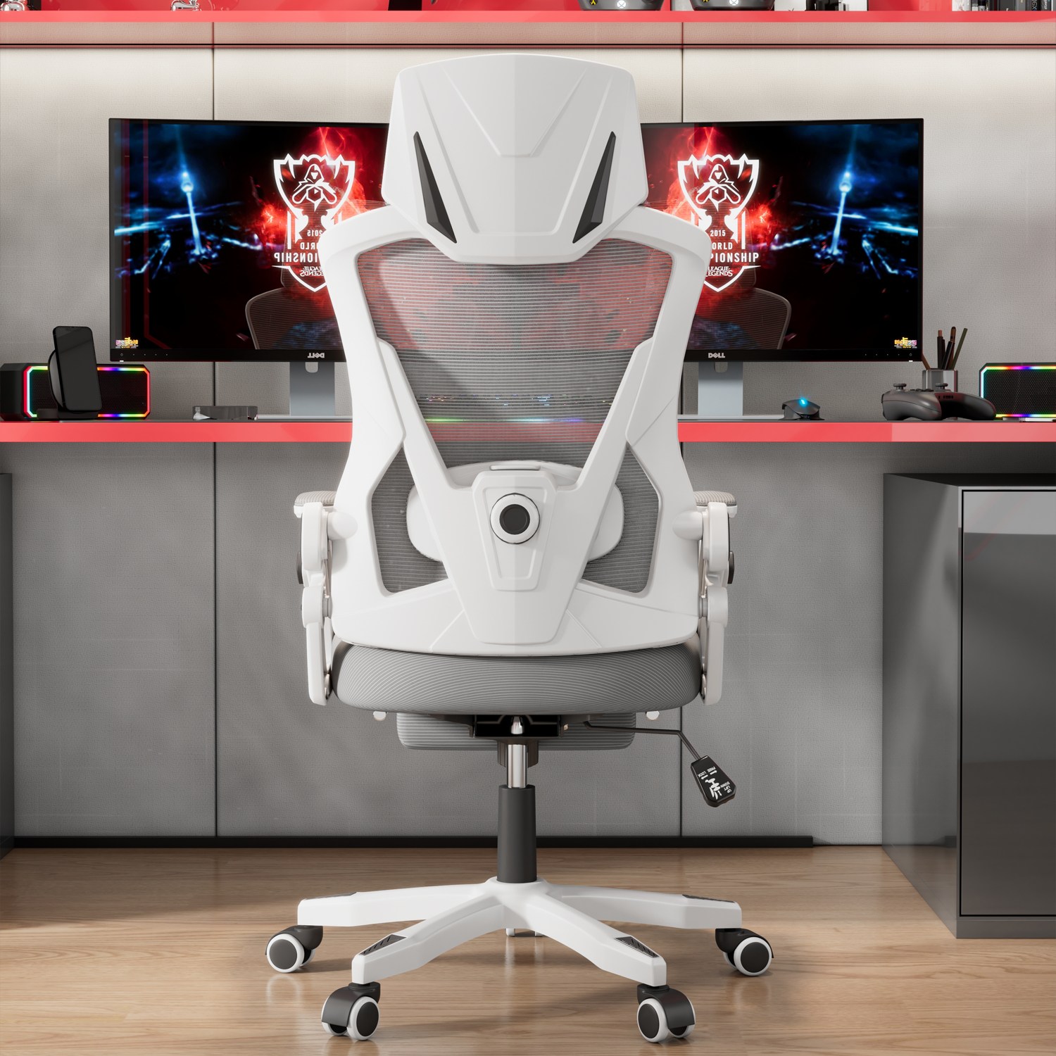 SUNDI 고급 가정용 게이밍 공부 사무실 회의실 편안한 승강가능 회전 컴퓨터의자, 화이트회색 220,000원