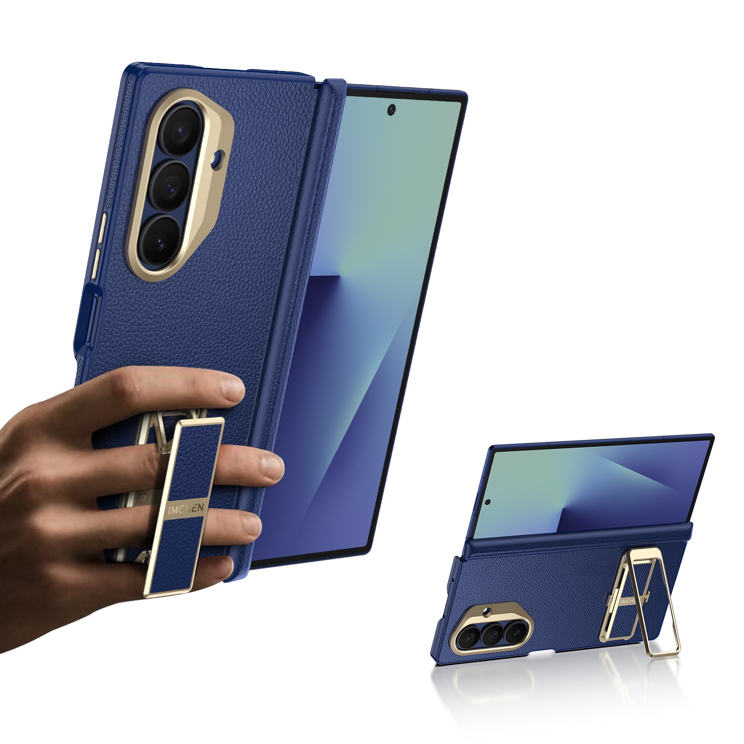 비즈니스 삼성 폴드 케이스 힌지보호 힌지보호 기계식 스탠드 달린 핸드폰 케이스 풀커버 67,900원