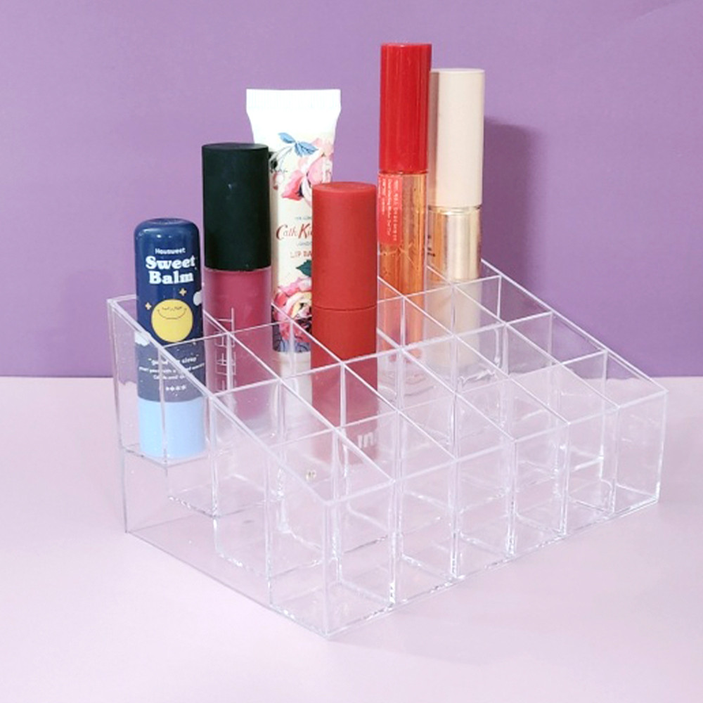 계단식 브러쉬정리함 립스틱보관함 립스틱정리함 화장품 투명 아크릴 24구정리대 6,300원