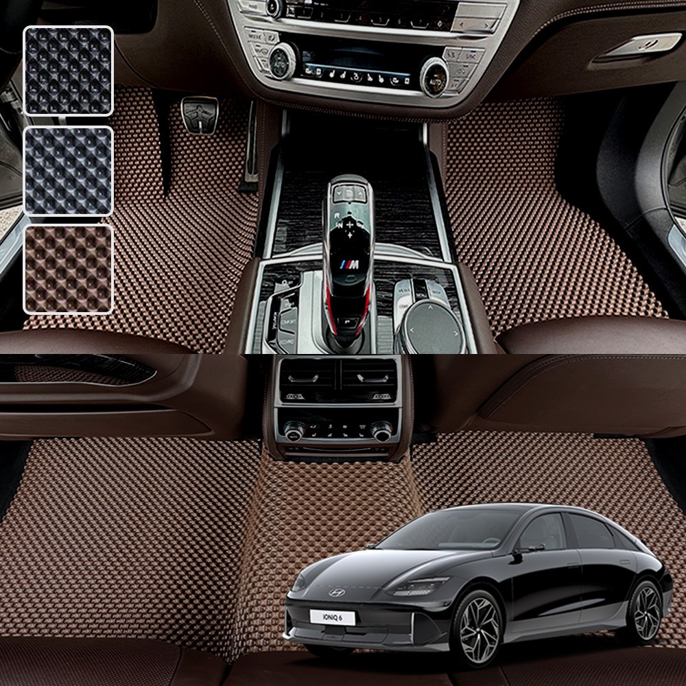 DXSOAUTO 아이오닉6 전용 3D 엠보싱 차세대 고무매트 1열2열 세트, 블랙, 58_5 아이오닉6 EV 69,000원