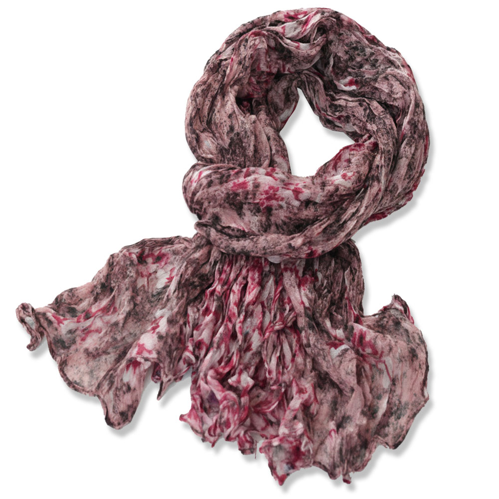 메리앤유 잔꽃나염 내추럴 링클 주름 배색 롱 스카프 머플러 9,990원