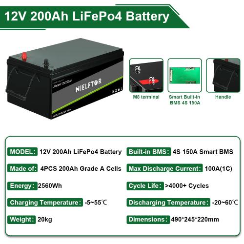 새로운 12V 24V 48V 100Ah 200Ah 300Ah LiFePO4 배터리 12.8V 리튬 철 인산염 태양 광 발전 시스템 RV 세금 없음 474,450원