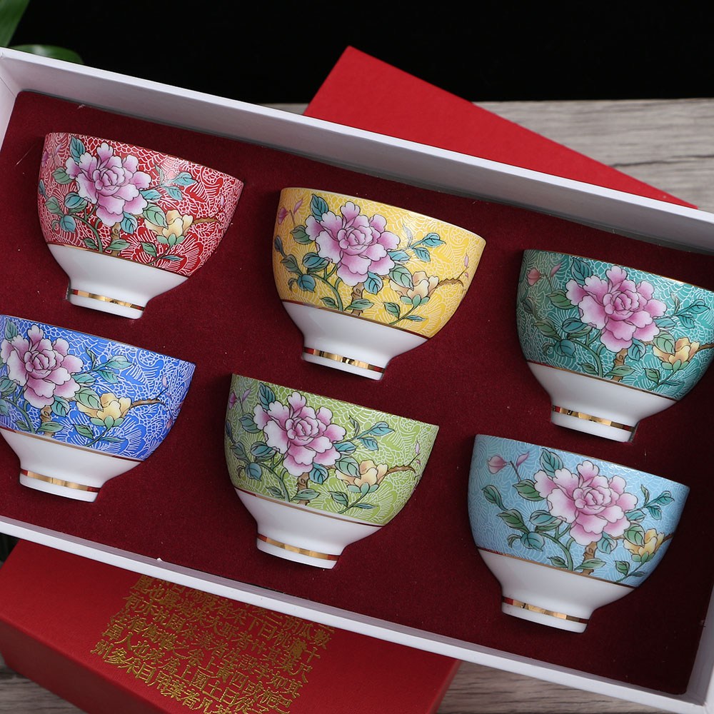 작약 도자기 세트 플라워 레트로 꽃무늬 다기 다기찻진 6p 80ml 사케잔 찻잔, 현재가 73,140원