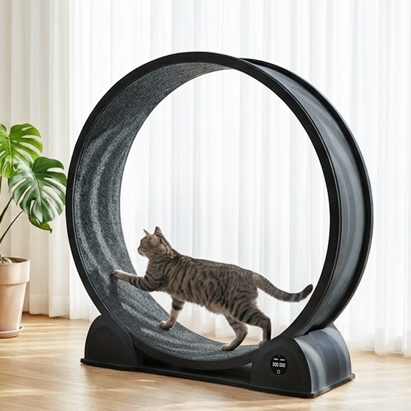 돌아라 저소음 대구경 캣휠 스마트 거리측정 고양이 런닝머신, 1개, 블랙 160,000원