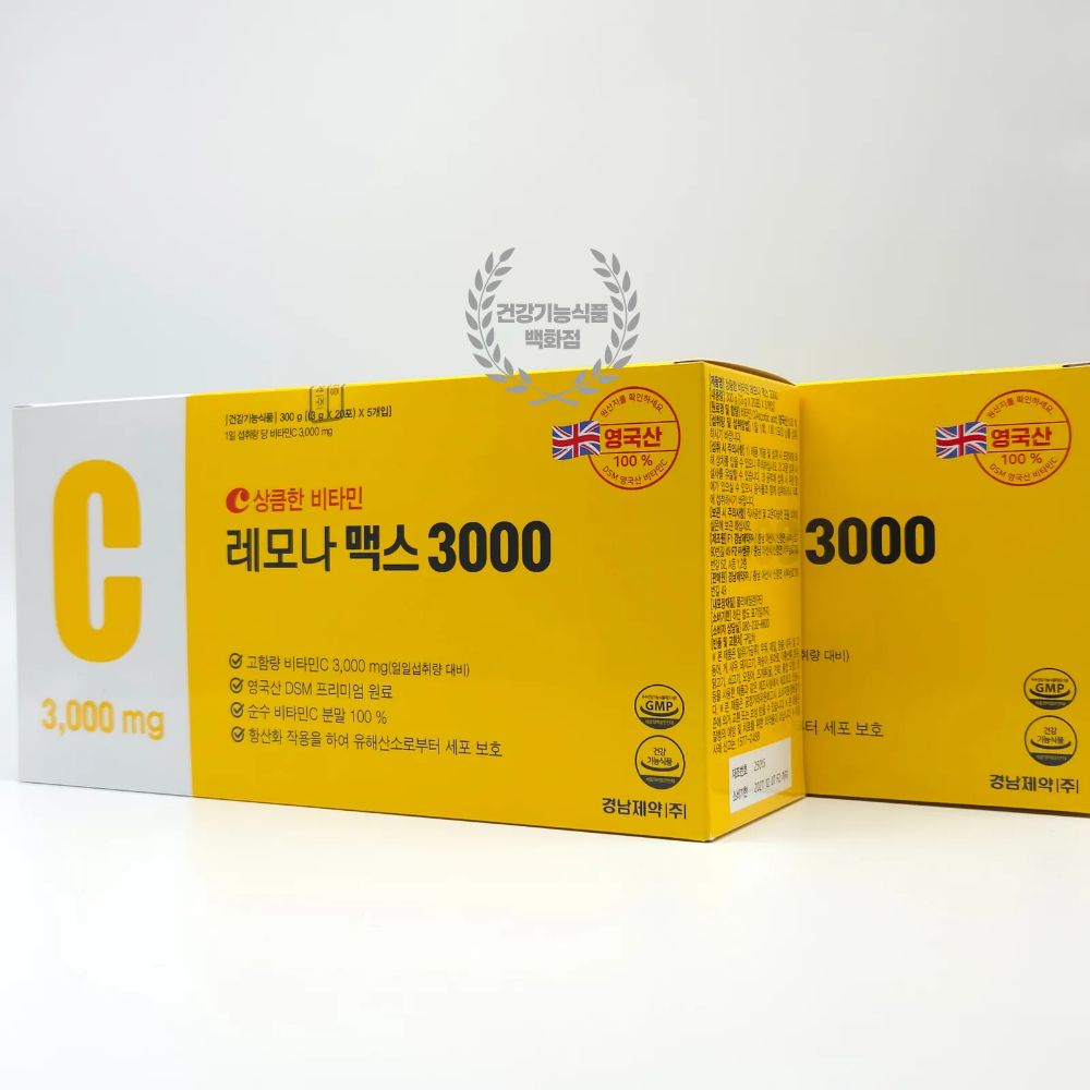 경남제약 레모나 맥스 비타민C 3000mg 고함량 메가도스요법 영국산 DSM 비타민C 분말 스틱 항산화 비타민 100포, 2개 82,940원